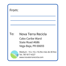 Load image into Gallery viewer, Recogido y Reciclaje Shipping Label (CAJA MEDIANA - 16x16x16 in) Up to 40 lbs