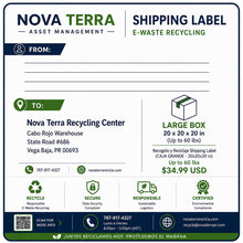 Load image into Gallery viewer, Recogido y Reciclaje Shipping Label (CAJA GRANDE - 20x20x20 in) Up to 60 lbs
