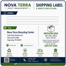 Load image into Gallery viewer, Recogido y Reciclaje Shipping Label (CAJA MEDIANA - 16x16x16 in) Up to 40 lbs
